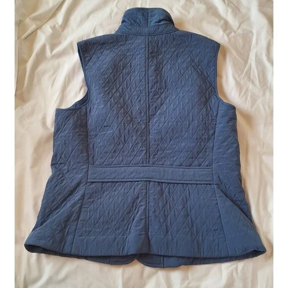 New TALBOTS Sleeveless Quilted Vest Sz L Blue Button Front NWT $89 - Picture 9 of 10